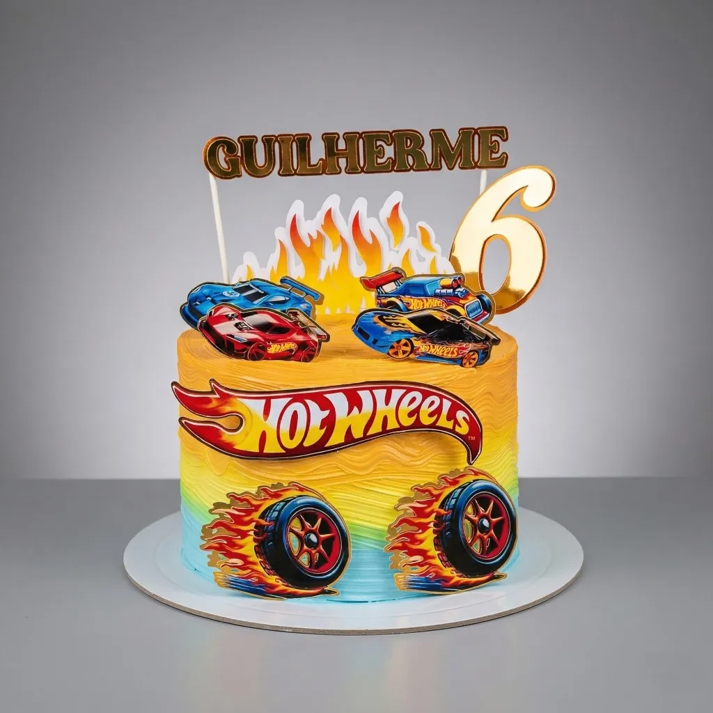 Bolo temático Hot Wheels personalizado pela Jessy Cakes
