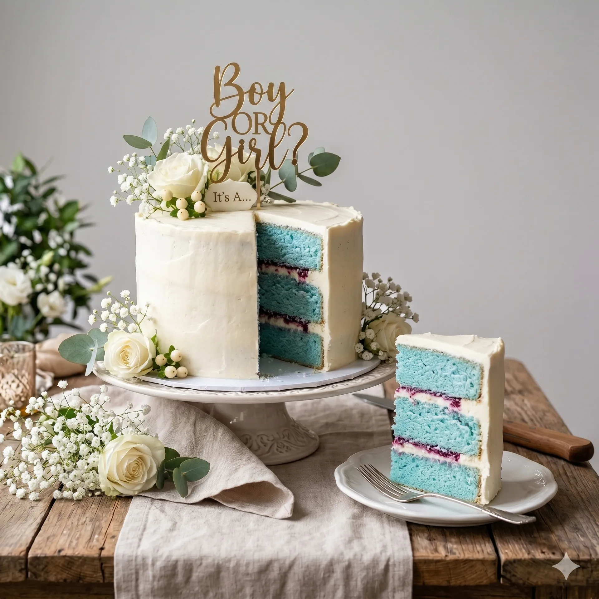 Bolo de gender reveal em verde sálvia no Luxemburgo