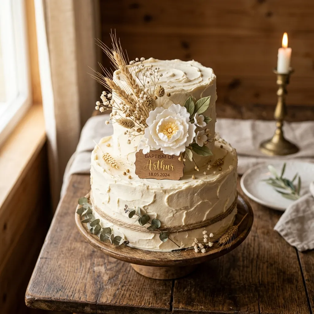 Bolo de batizado rústico no Luxemburgo