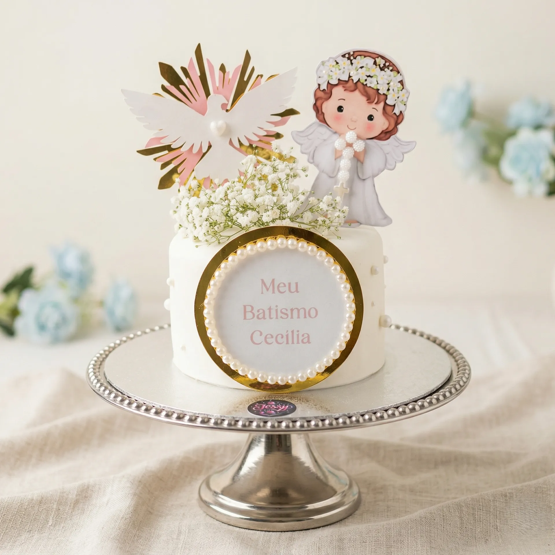 Gâteau de baptême floral em Kirchberg