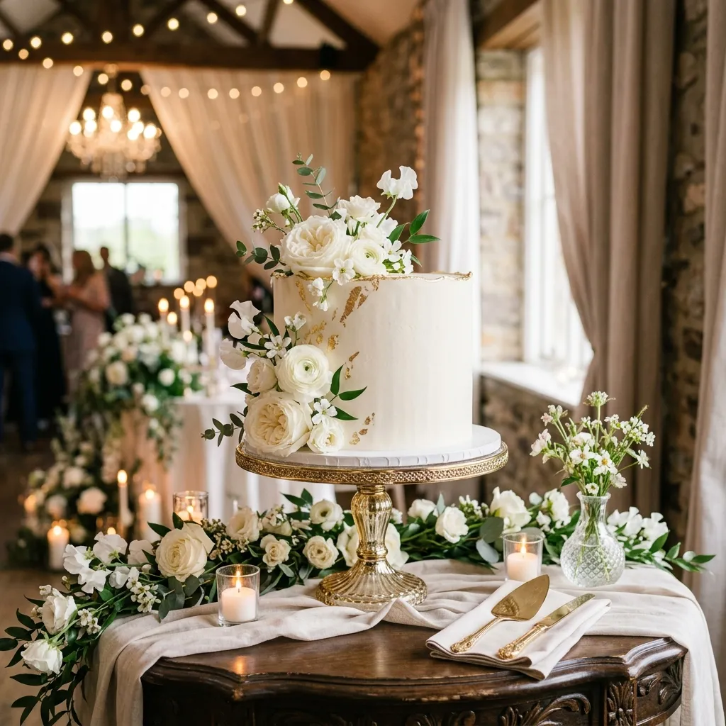 Bolo de casamento elegante de um andar no Luxemburgo