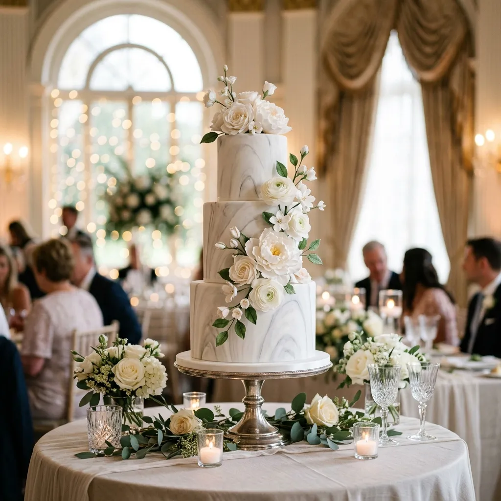 Bolo de casamento minimalista de dois andares no Luxemburgo