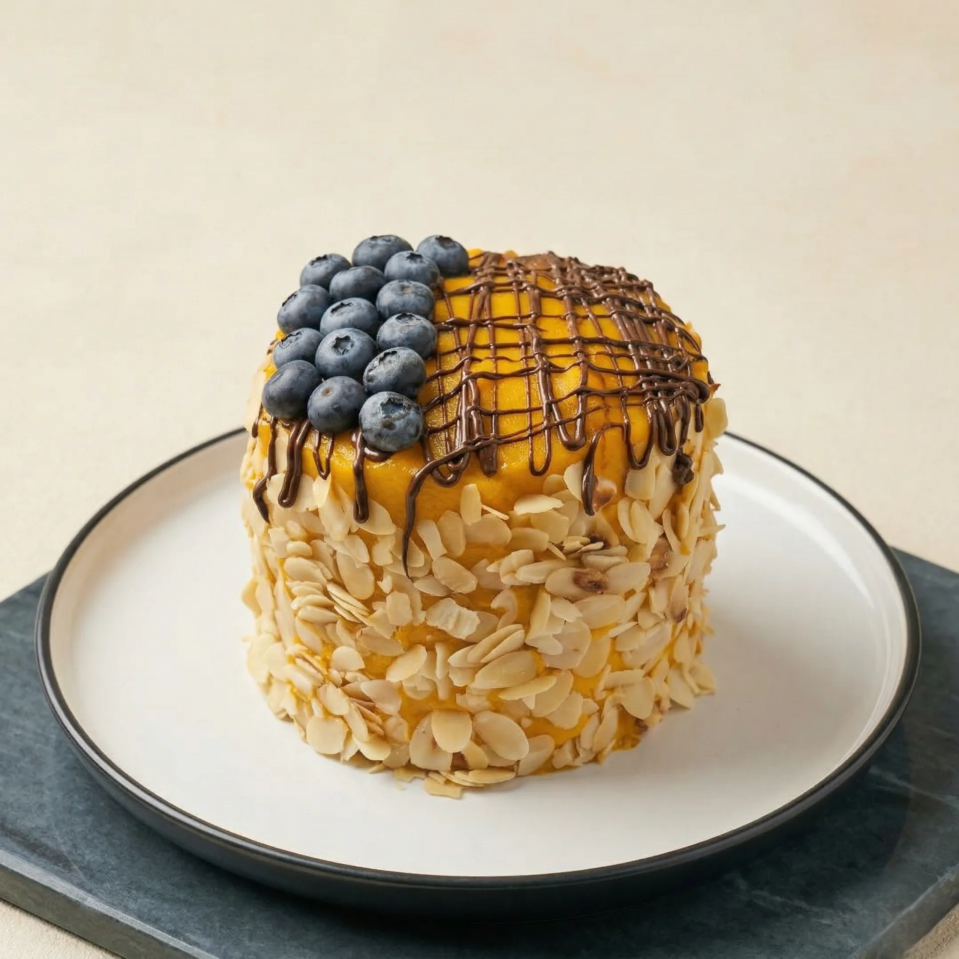 Bolo de amêndoa com mirtilos no Luxemburgo