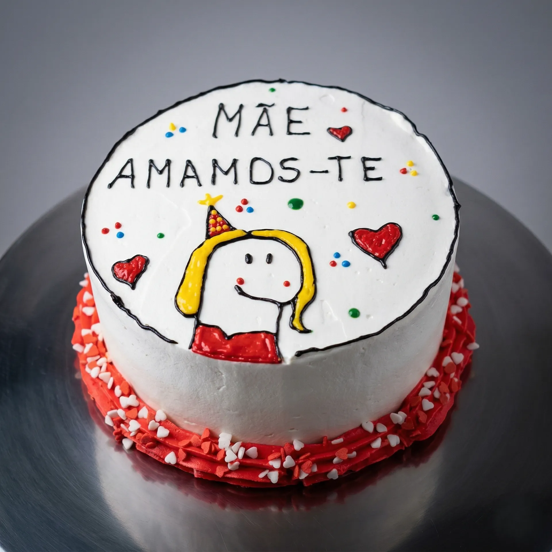 Bolo Flork para a mãe com desenho feito à mão em chantilly no Luxemburgo